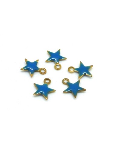 R-5 petites étoiles émaillés recto/verso 7,4mm de couleur bleu sur base laiton