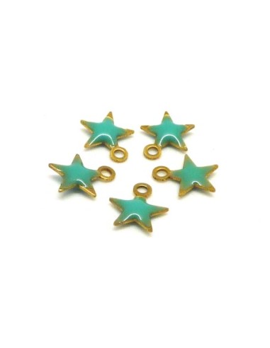 R-5 petites étoiles émaillés recto/verso 7,4mm de couleur vert opaline sur base laiton