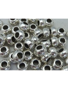 Perle ronde gravé de points en métal argenté pas chère