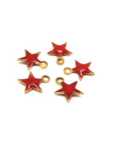 R-5 petites étoiles émaillés recto/verso 7,4mm de couleur rouge sur base laiton