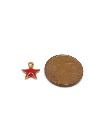 R-5 petites étoiles émaillés recto/verso 7,4mm de couleur rouge sur base laiton