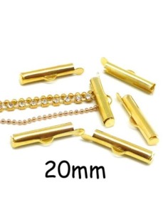 Embout tube, serre ruban, chaîne bille 20mm en métal doré