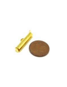 Embout tube, serre ruban, chaîne bille 20mm en métal doré 2