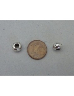 Perle ronde gravé de points en métal argenté pas chère 2