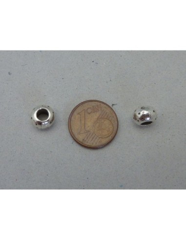 Perle connecteur ronde gravé de points pour cordon cuir 3mm