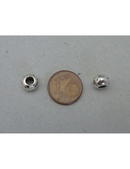 Perle connecteur ronde gravé de points pour cordon cuir 3mm