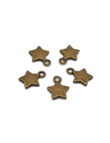 Breloque étoile en métal de couleur bronze 11mm