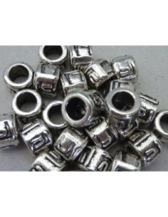 R-5 Perles connecteur tube gravé en métal argenté 8,3mm