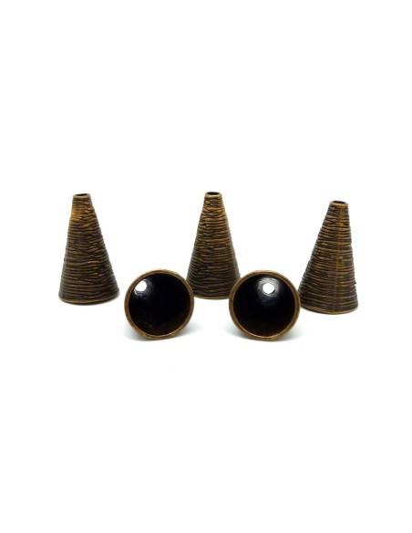 2 Embouts calotte conique 24,6mm x 15,1mm, cache nœud en métal de couleur bronze
