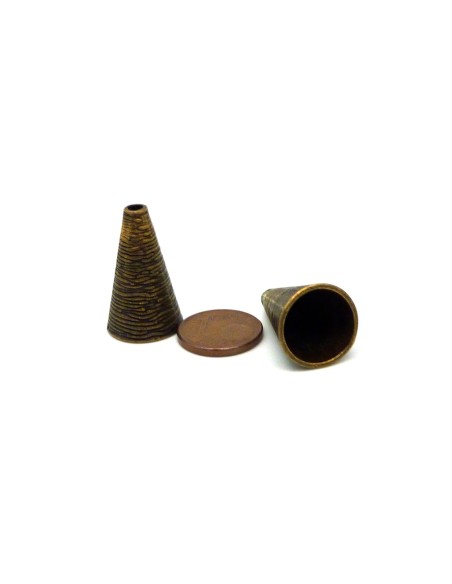 2 Embouts calotte conique 24,6mm x 15,1mm, cache nœud en métal de couleur bronze