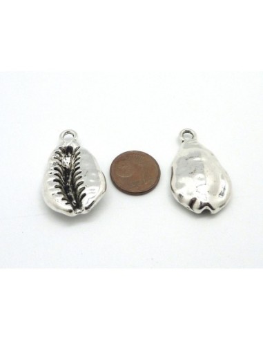 Pendentif coquillage Cauris en métal argenté