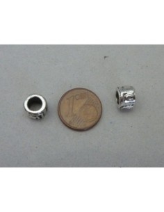 R-5 Perles connecteur tube gravé en métal argenté 8,3mm 2