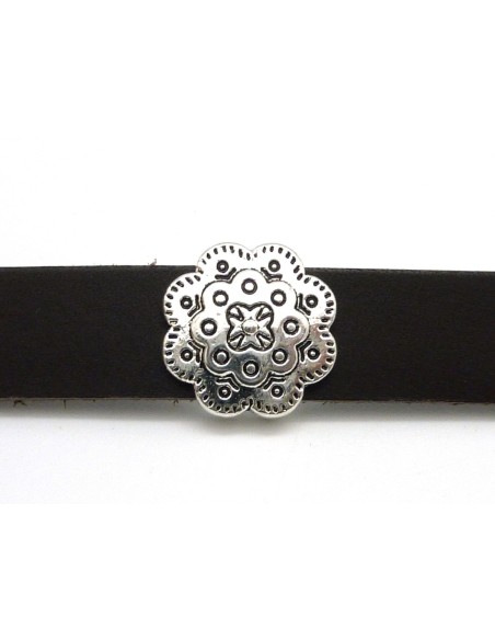 Perle argenté poussoir en métal forme fleur