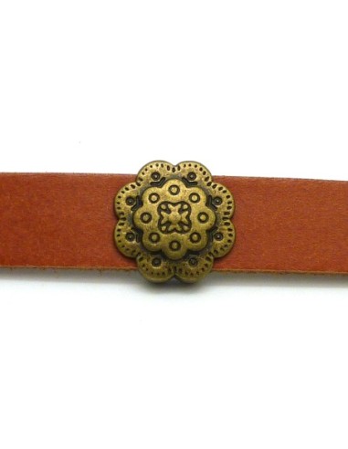 4 Perles passant fleur 17mm slide en métal de...