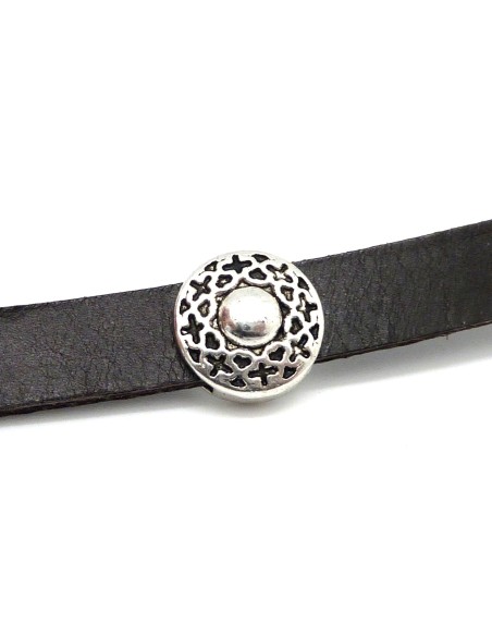 Slide argenté pour lanière cuir de 10mm