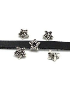 10 Perles passant étoile travaillée évidée pour lanière...