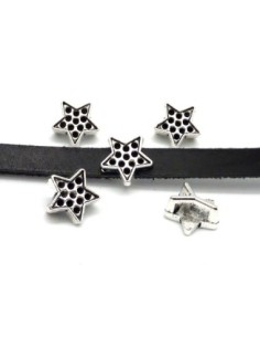 10 Perles passant étoile travaillée pour lanière de 6mm...