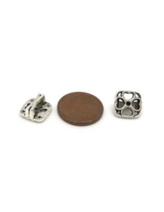 Perle passant trèfle à 4 feuilles pour lanière de 6mm en métal argenté 2
