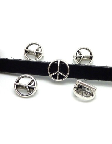Perle Peace argenté pour cuir de 6mm
