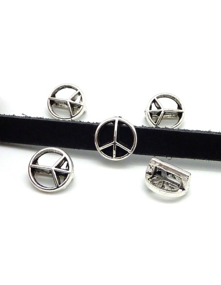 Perle Peace argenté pour cuir de 6mm