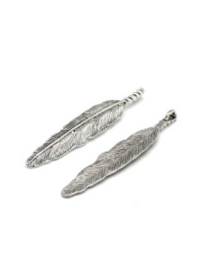 Grand pendentif plume argenté