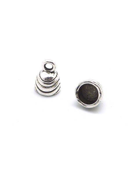 Embout rond en métal argenté pour cordon cuir 6mm