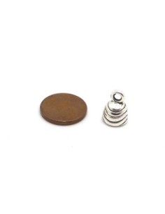 Embout rond en métal argenté pour cordon cuir 6mm 2