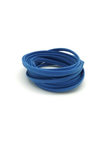1,8M Cordon plat cuir synthétique 5mm de couleur Bleu Saphir mat