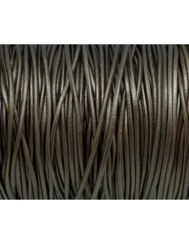 Cuir rond pour création de bijoux gris brillant