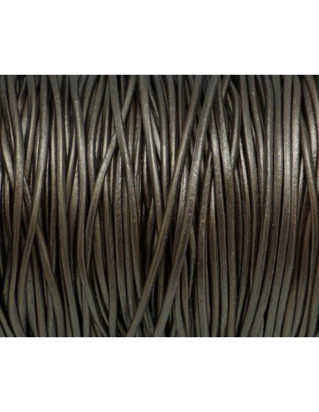 Cuir rond pour création de bijoux gris brillant