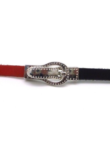 R-Fermoir aimanté ceinture pour lanière de 5,5mm - 6mm en métal argenté travaillé
