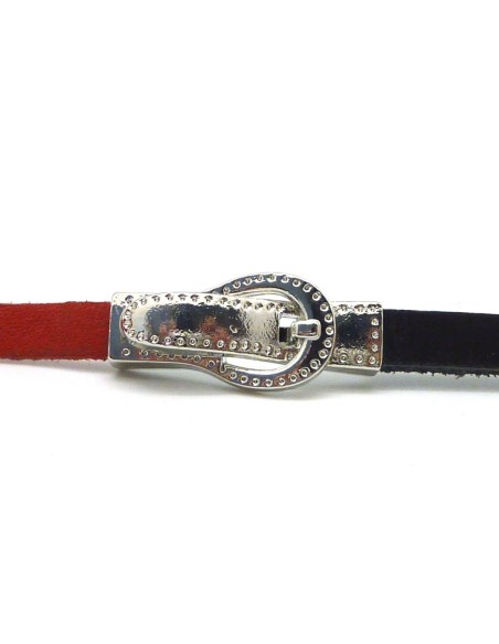 R-Fermoir aimanté ceinture pour lanière de 5,5mm - 6mm en métal argenté travaillé