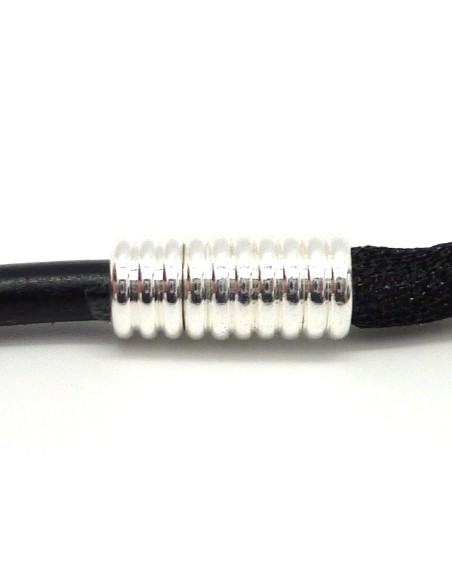 Fermoir aimanté tube cylindrique pour cordon de 5-5,5mm en métal argenté brillant blanc