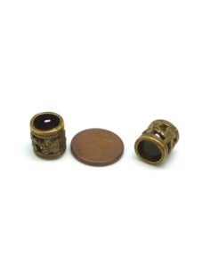 Perle en métal e couleur bronze travaillé à gros trou 2