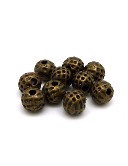 Perle ronde bronze strié 5mm