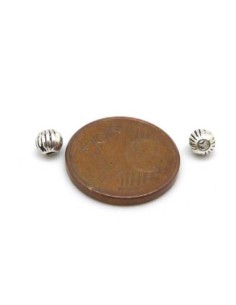 Petite perle ronde strié 4mm en métal argenté 2