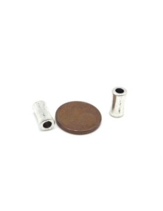 Perle tube argenté en métal forme diabolo 2