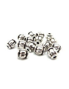 20 Perles tube, grains de riz, lanternes en métal argenté...