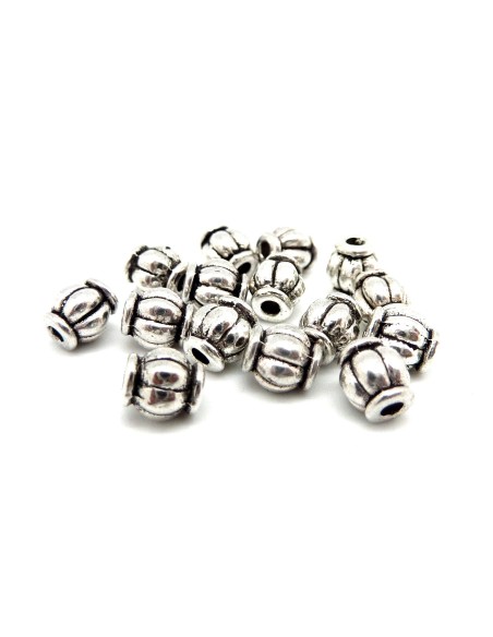 20 Perles tube, grains de riz, lanternes en métal argenté 4,7mm