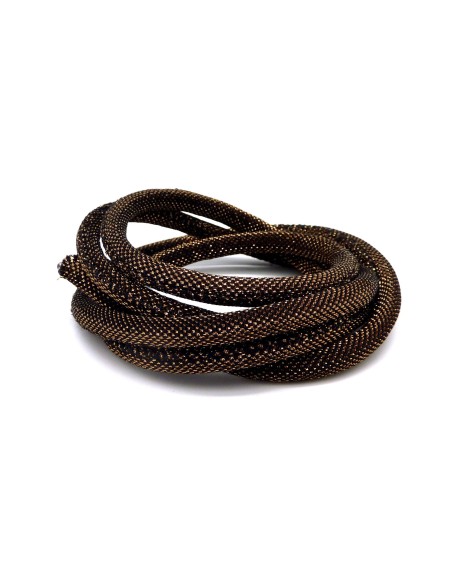 Cordon 6mm noir marron et effet cuivré brillant en polyester et lurex - STYLE Disco brillance