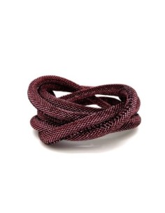 R-1m Cordon 6mm rose brillant et noir en polyester et...