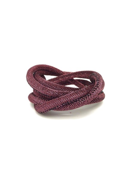 R-1m Cordon 6mm rose brillant et noir en polyester et lurex - STYLE Disco brillance