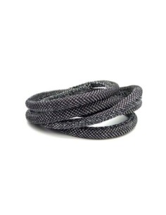 1m Cordon 6mm argenté et noir brillant en polyester et lurex - STYLE Disco brillance
