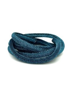 Cordon 6mm noir et bleu brillant en polyester et lurex - STYLE Disco brillance