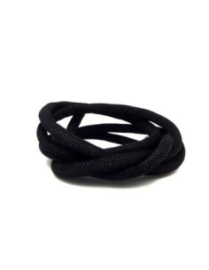 Cordon 6mm noir légèrement brillant en polyester et lurex - STYLE Disco brillance