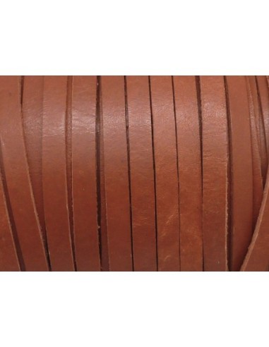R-1m Cuir plat largeur 5mm de couleur marron caramel feuille morte - CUIR VERITABLE
