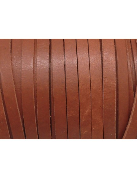 R-1m Cuir plat largeur 5mm de couleur marron caramel feuille morte - CUIR VERITABLE