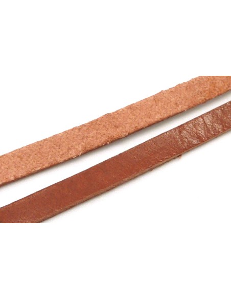 R-1m Cuir plat largeur 5mm de couleur marron caramel feuille morte - CUIR VERITABLE