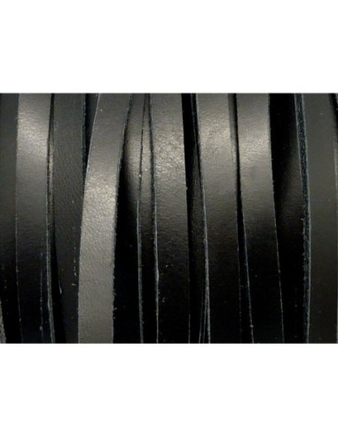 R-1m Cuir plat largeur 6mm de couleur noir - CUIR VERITABLE - 6mm x 2mm