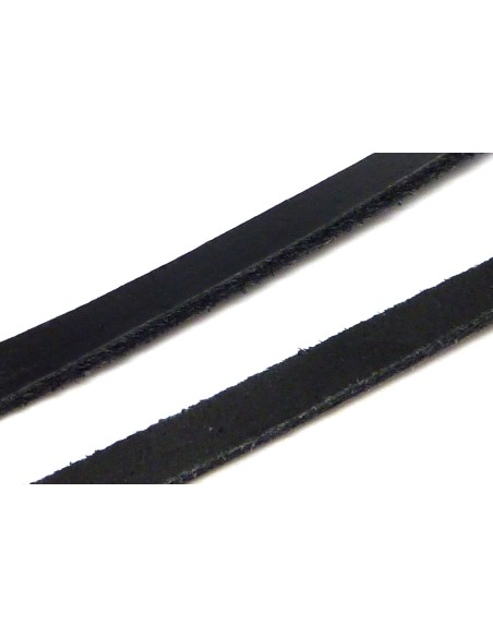 R-1m Cuir plat largeur 6mm de couleur noir - CUIR VERITABLE - 6mm x 2mm
